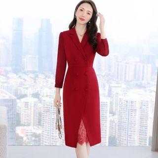 Long-sleeve Lace Trim Blazer Dress