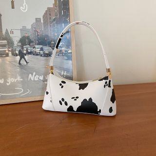 Faux Leather Print Shoulder Bag As Shown In Figure - One Size