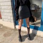 Quilted Faux-leather Miniskirt