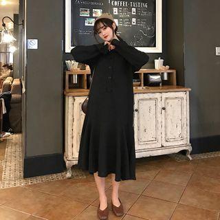 Plain Long-sleeved Shirt Dress