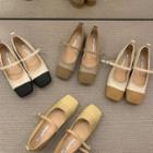 Two-tone Square Toe Block Heel Mary Jane Shoes