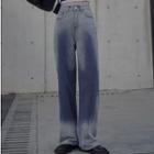 High-waist Tie-dye Shift Wide-leg Jeans