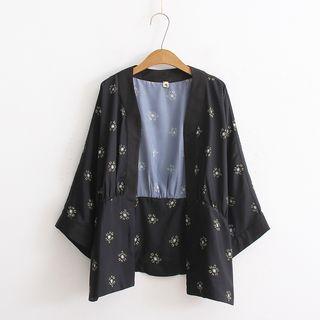 Floral Print 3/4 Sleeve Light Jacket
