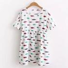 Fish Print Short-sleeve A-line Dress