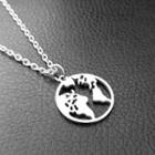 World Pendant Stainless Steel Necklace Chain & Pendent - Silver - One Size