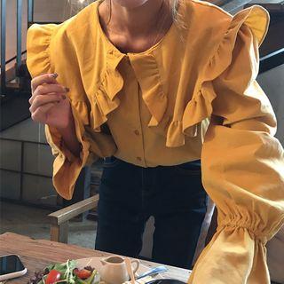 Bell-sleeve Blouse Yellow - One Size