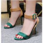 Contrast Color Ankle Strap High Heel Sandals