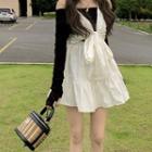 Halter-neck Mini A-line Dress / Long-sleeve Knit Top