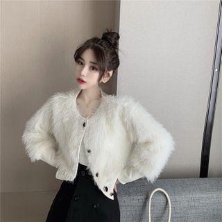 Crewneck Plain Woolen Cardigan / Plain Wide Leg Shorts