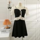 Mesh Ruffle-trim Mock Two-piece Mini Dress