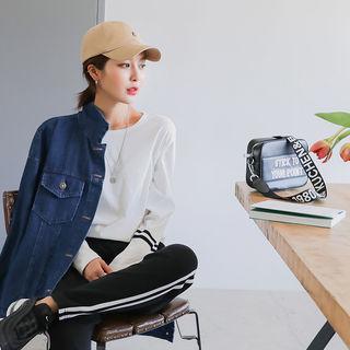 Contrast-trim Plain T-shirt
