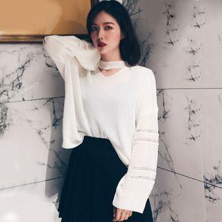 Cutout Knit Top White - One Size