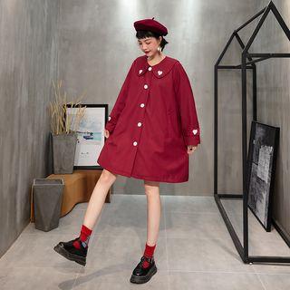 Heart Embroidered Button Coat