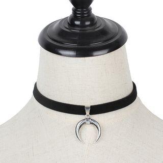 Moon Pendant Choker Black - One Size