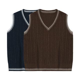 Contrast Trim Knitted Vest