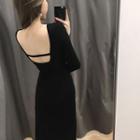 Open-back Midi Dress Black - One Size
