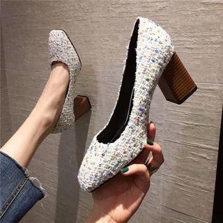 Chunky-heel Tweed Pumps