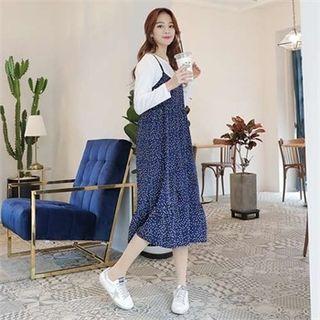 Spaghetti-strap Dot Midi Dress