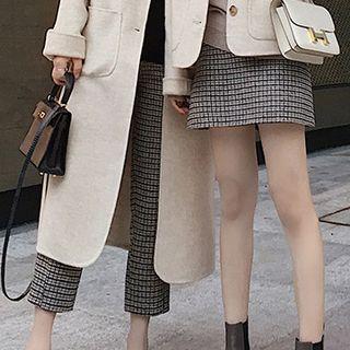 Plaid A-line Skirt / Cropped Straight-cut Pants