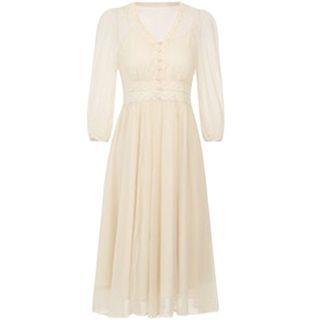 3/4-sleeve Midi A-line Mesh Dress / Spaghetti Strap Floral Print A-line Dress / Set