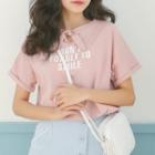 Short-sleeve Bow Lettering T-shirt