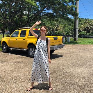 Spaghetti-strap Floral H-line Long Dress