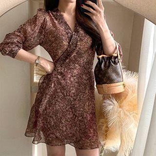 Surplice-wrap Chiffon Dress