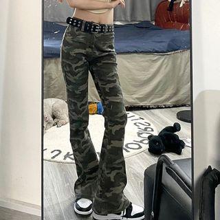 Camo Bell-bottom Jeans