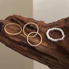 Set Of 4: Faux Pearl / Alloy Earring (assorted Designs) Set Of 4 - One Size