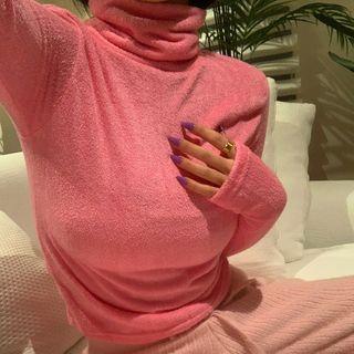 Turtle-neck Thumbhole Terry Top