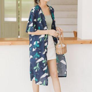 Short-sleeve Long Light Jacket As Shown In Figure - One Size
