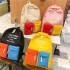 Lettering Colour Block Nylon Backpack
