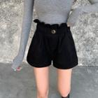 Paperbag High-waist Wool Shorts Black - One Size