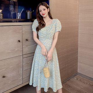 Short-sleeve Cutout Back Midi Dress