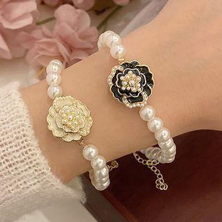 Faux Pearl Flower Alloy Bracelet