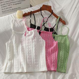 Halter-neck Pointelle Camisole Top