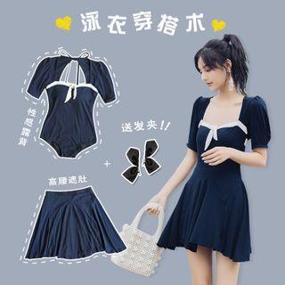 Elbow-sleeve Swim Top / Swimsuit / Swim Skirt / Set