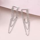 Fringed Drop Sterling Silver Ear Stud 1 Pair - Silver - One Size