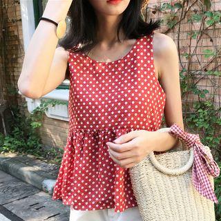 Sleeveless Dotted Open-back Top