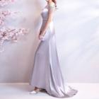 Embellished Cold Shoulder Sheath Evening Gown