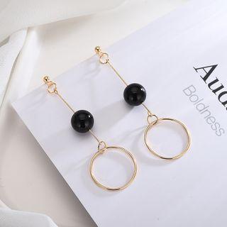925 Sterling Silver Hoop & Bead Dangle Earring 1 Pair - 925 Silver - As Shown In Figure - One Size