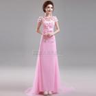 Sequined Rosette Evening Gown