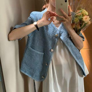 Short-sleeve V-neck Jacket