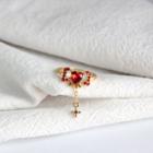 Heart Accent Ring Gold & Red - One Size