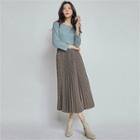 Pleated Plaid Maxi Skirt Brown - One Size