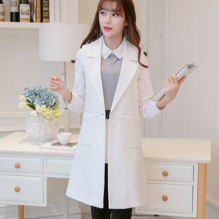 Double-breasted A-line Long Vest