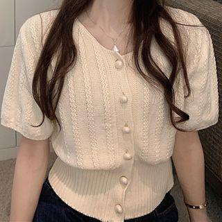 Braided-detail Short-sleeve Knit Top