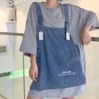 3/4-sleeve Mock Two-piece Mini T-shirt Dress