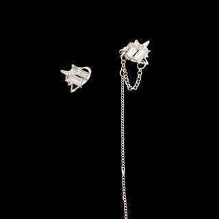 Rhinestone Asymmetrical Alloy Earring 1 Pair - Silver - One Size