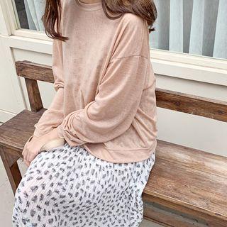 Loose-fit Linen Blend Sheer Pullover